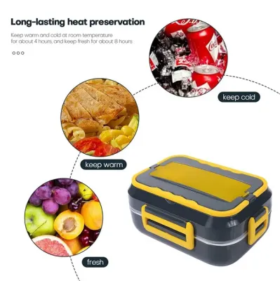 Ланч-бокс з підігрівом знімною чашею C21 1.5L від мережі 12V 40W Чорний з жовтим