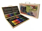 Великий дитячий набір для малювання та творчості, художній набір 220 предметів у дерев'яній валізці