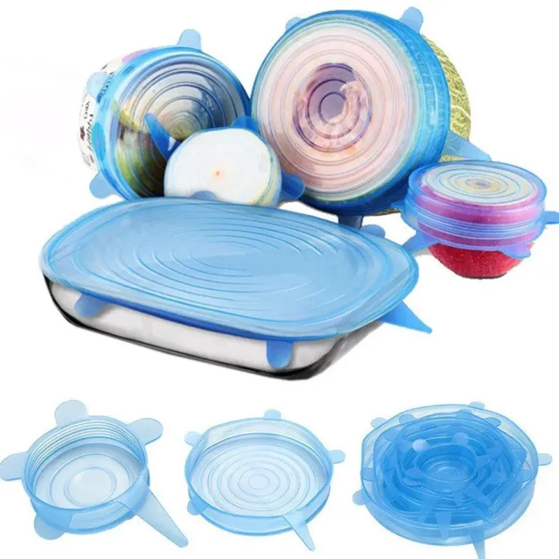 Набір силіконових кришок, плівок для зберігання продуктів Silicon Lids 6 штук
