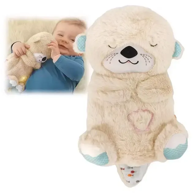 молочний Дихаюча плюшева іграшка видра зі світлом та звуком