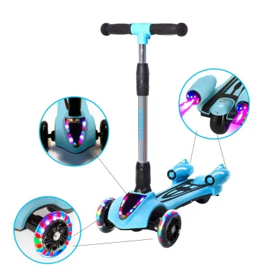 Дитячий турбо - самокат з димом та музикою GLANBER Синій