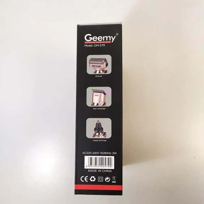 Бритва триммер 3 в 1 Geemy GM-579 на акумуляторі універсальна з насадками для стрижки бороди носа вух