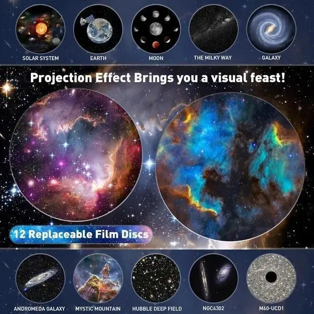Домашній планетарій + 13 картриджів нічник проектор зоряного неба галактика зі змінними картриджами Білий