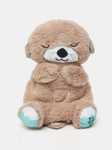 бежевий Дихаюча плюшева іграшка видра зі світлом та звуком