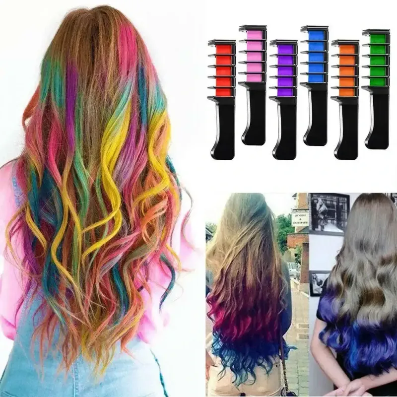 Набір крейди для волосся 10 шт Hair chalk Різнокольорові барвники гребінець для дітей та дорослих