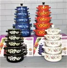 Набір емальованих каструль з кришками Benson BN-079 чорний (10 предметів) каструля Бенсон, Бенсон