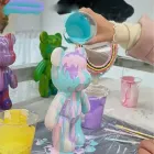 Флюїдний ведмедик DIY Creative Fluid Bear, 23см, з фарбами 3 шт. / Набір розмальовка для творчості ведмежа