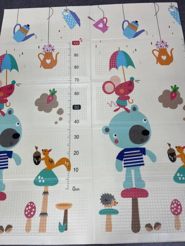 Ведмедик з будиночками Дитячий розвиваючий двосторонній термо килимок 180*150