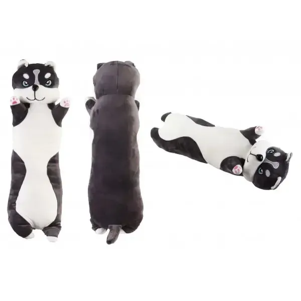 М'яка іграшка подушка довгий Хаскі антистрес подушка сірий 70 см