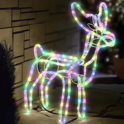 Різнокольоровий Вуличний новорічний олень із дюралайту маленький 47 см від мережі