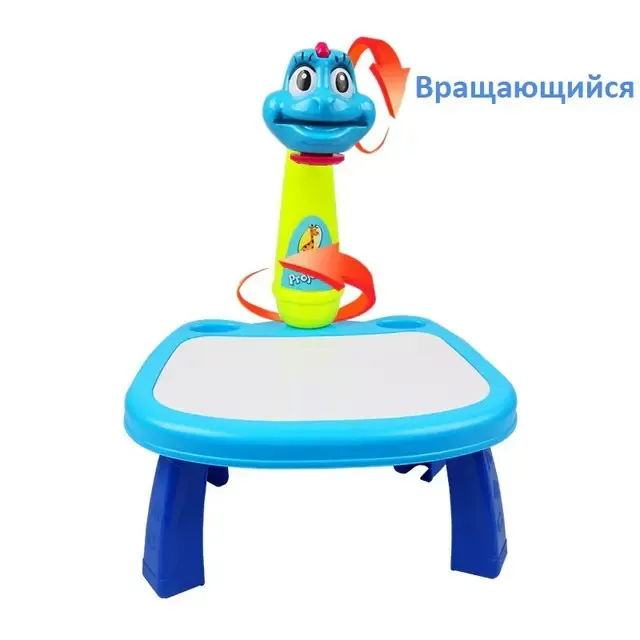 Блакитний Дитячий стіл проектор для малювання з підсвічуванням Projector Painting 24 Деталі