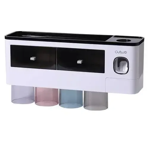 Диспенсер-полиця для зубного приладдя з 4 склянками