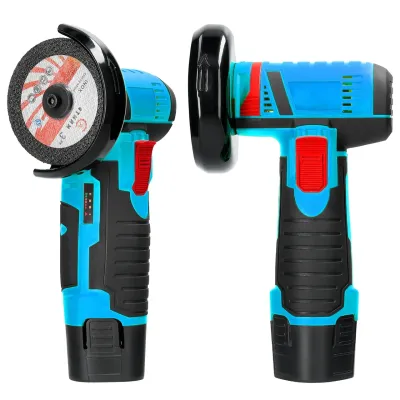 Професійна акумуляторна болгарка Meterk 500W 12V, Кутова шліфувальна машина 76 мм на акумуляторі, шліфувальна машина 19500 об/хв в кейсі Синя