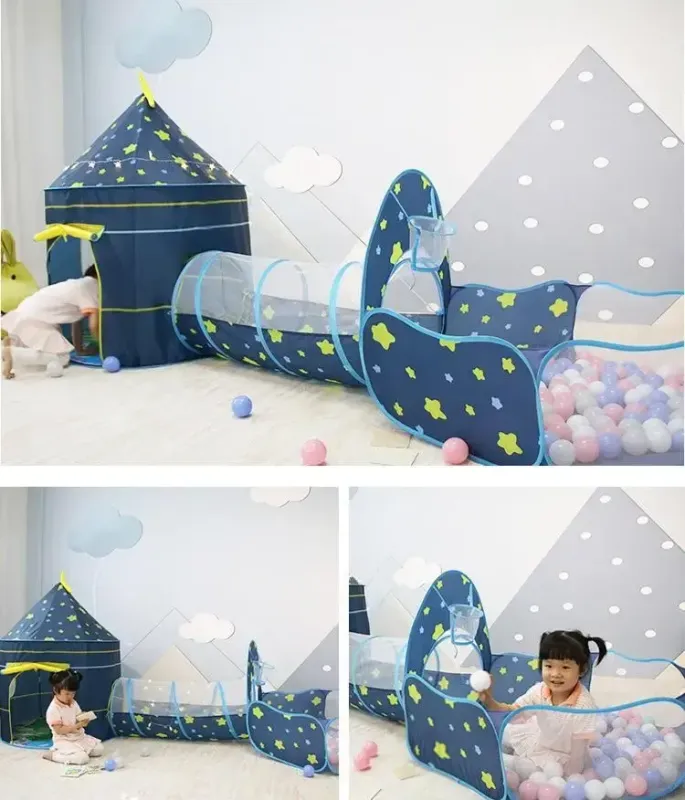 Дитячий ігровий будиночок-намет "Замок" 3в1 з тунелем та басейном під кульки