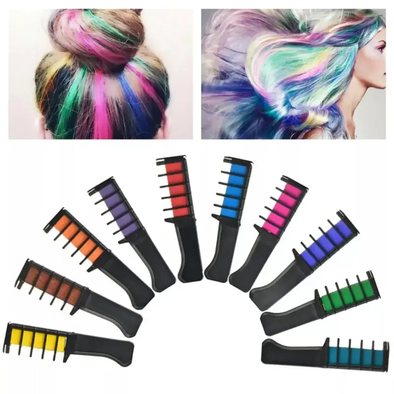 Набір крейди для волосся 10 шт Hair chalk Різнокольорові барвники гребінець для дітей та дорослих