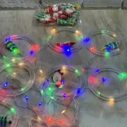 Гірлянда штора "Круги та кулі" 3м (ялинка, сніговик, дід мороз, олень, шапка)