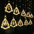 Гірлянда  штора "Фігурки в ялинці" 3м (ялинка, сніговик, дід мороз, олень, шапка)