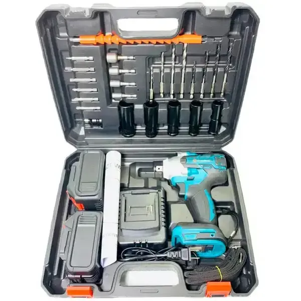 Акумуляторний безщітковий гайковерт на 2 акумулятори з набором інструментів 1135-4