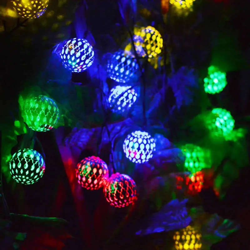 Гірлянда світлодіодна Кулька металева золота, 20 LED, Мультицвет