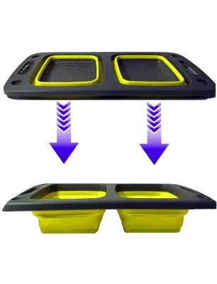 Дошка-друшляк силіконова складана миска-трансформер для овочів та фруктів 2 шт в одному