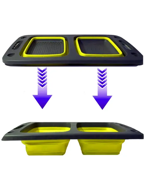 Дошка-друшляк силіконова складана миска-трансформер для овочів та фруктів 2 шт в одному
