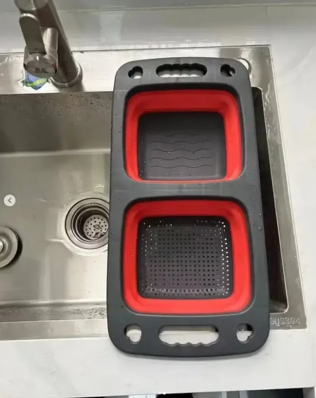 Дошка-друшляк силіконова складана миска-трансформер для овочів та фруктів 2 шт в одному