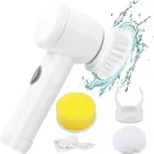 Щітка з ручкою акумуляторна для миття посуду з насадками губками W-50