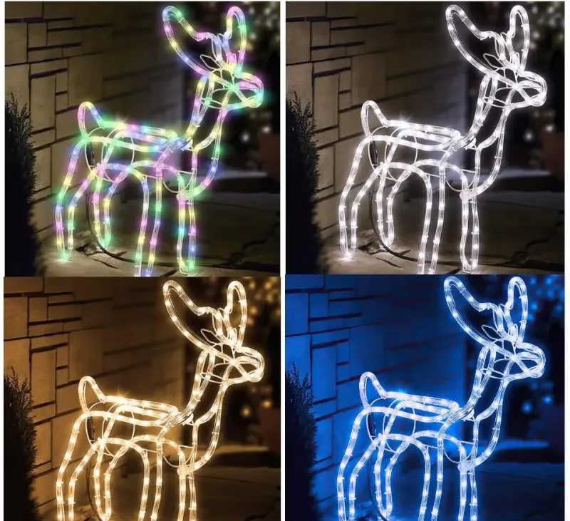 Синій Вуличний новорічний олень із дюралайту маленький 47 см від мережі
