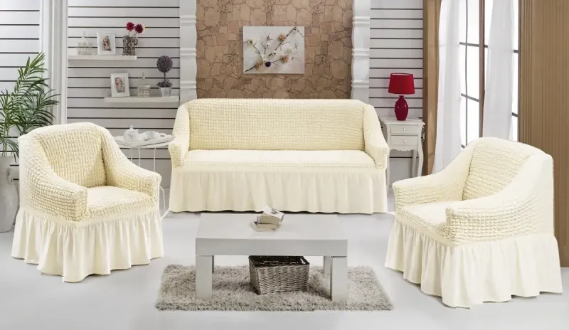 Натяжний чохол на диван та два крісла Туреччина, Універсальний чохол, накидка на диван