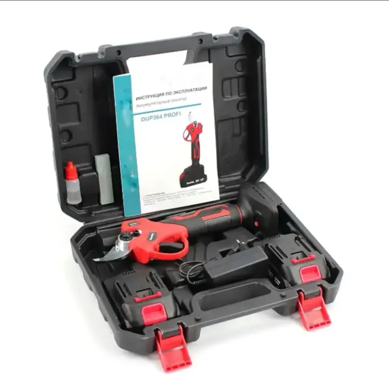 Акумуляторний секатор (24V, 5AH), АКБ секатор електричні садові ножиці червоний