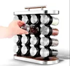 Карусель для спецій набір для спецій 16 ємностей Stainless steel and wood / органайзер для зберігання спецій
