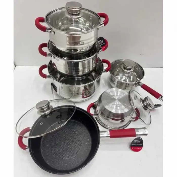 чорний Набір посуду Zepline ZP-115 із нержавіючої сталі на 12 предметів