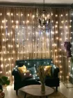 Гірлянда штора "Водоспад" на вікно, теплий білий колір свічення