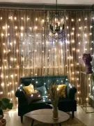 Гірлянда штора "Водоспад" на вікно, теплий білий колір свічення