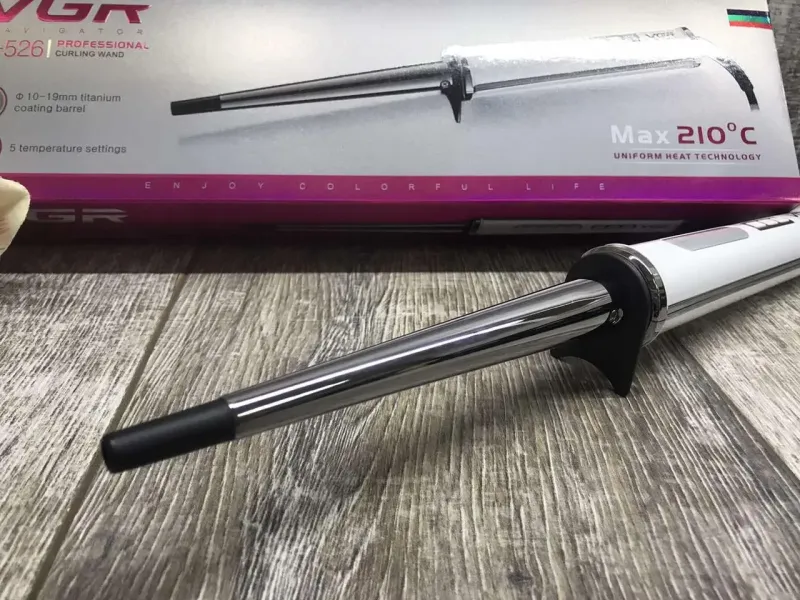 Конусна плойка з регулюванням Led дисплей 10-19мм VGR V-526 біла