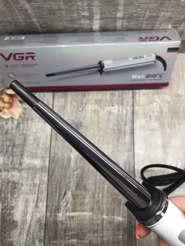 Конусна плойка з регулюванням Led дисплей 10-19мм VGR V-526 біла