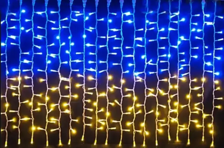 Патріотична гірлянда штора Прапор України 3*3 м 160 LED класична IP44