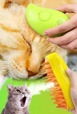 Парова силіконова щітка для котів та собак для вичісування