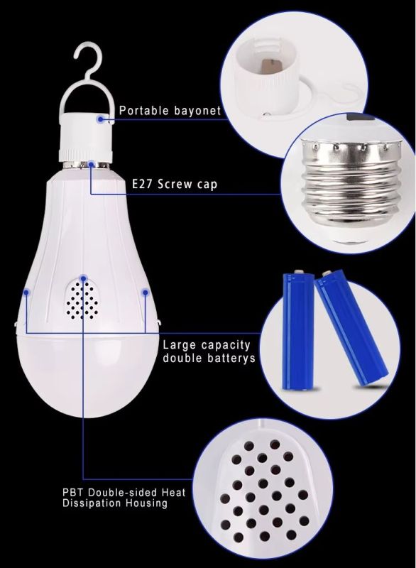 Енергозберігаюча лампа 20w з 2 змінними акумуляторами та зарядкою 18650, Rainberg P920