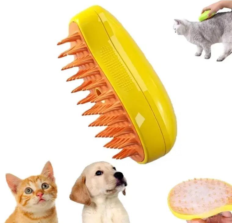 Парова силіконова щітка для котів та собак для вичісування