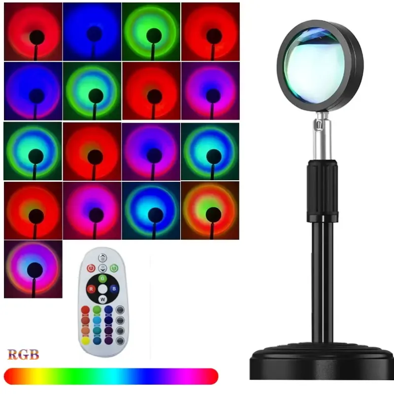 Sunset Lamp RGB 16 кольорів - проекційний світильник заходу сонця, світанку з пультом