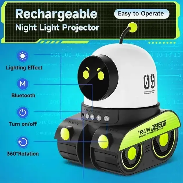 Проектор-нічник "Робот" WH-E03 музичний акумуляторний з Bluetooth та LED-підсвічуванням