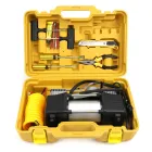 Автомобильный двухпоршневый компрессор с набором инструментов в кейсе YELLOW