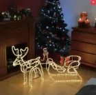Синій Вуличний новорічний олень із дюралайту маленький із санями від мережі