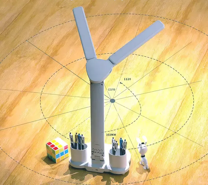 Светодиодная LED настольная лампа с двумя плафонами с термометром, временами, календарем, подставка для ручек на аккумуляторе