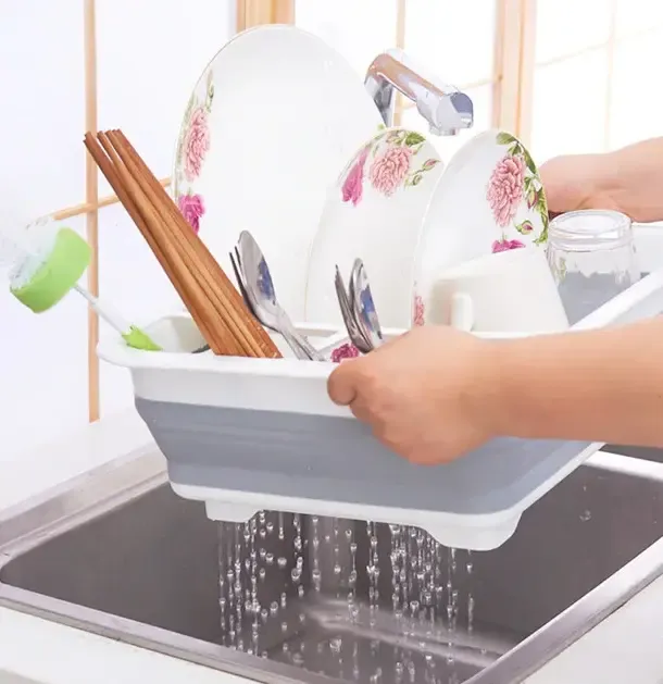 Сушка силіконова для посуду Benson BN-090 складна кухонна сушарка для посуду Бенсон, Бенсон