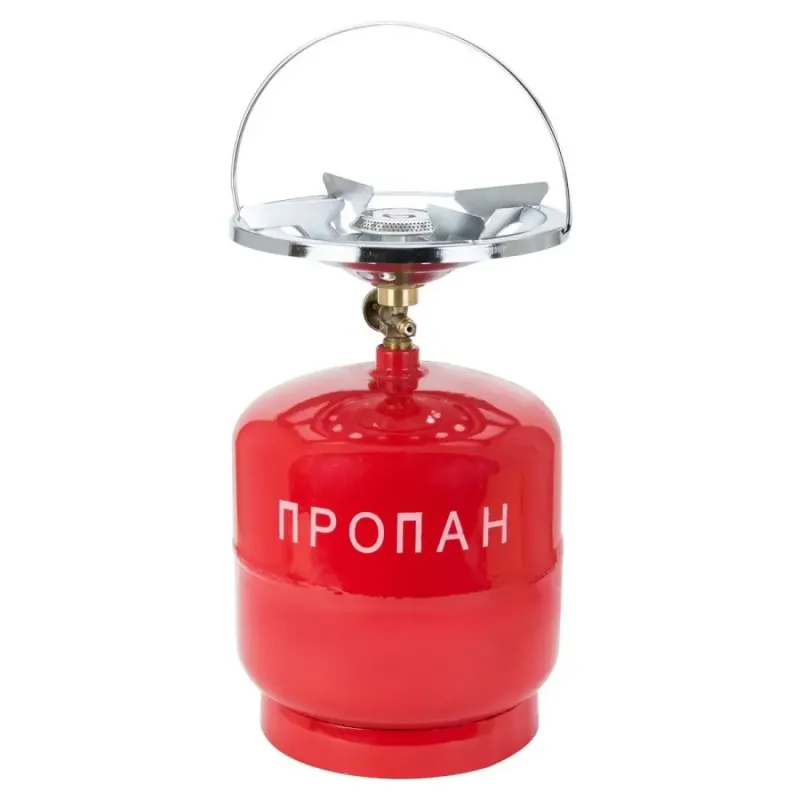 Газовий балон Пропан УКП-83 з пальником 5 л, Туристичний газовий балон з пальником червоний,5 літрів