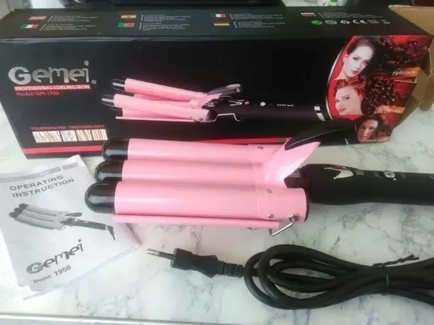 Потрійна плойка для волосся Gemei GM 1956 дисплеєм