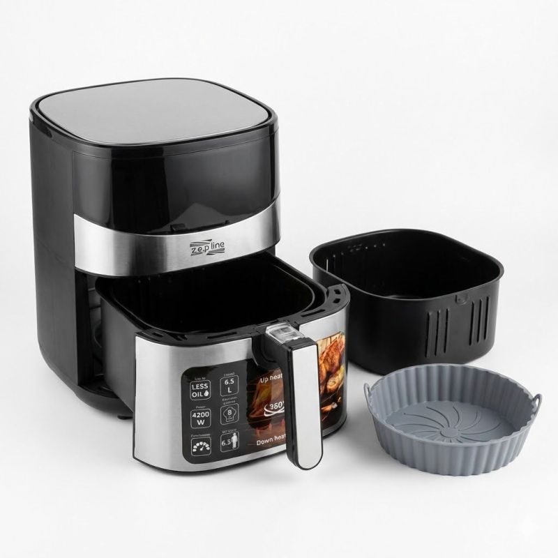 Аерофритюрниця мультипіч Zepline ZP-00233 (6.5 л, 4200 Вт) з двома ТЕНами та сенсорним керуванням + силіконова форма