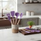 Набір силіконових кухонних речей 19 предметів Фіолетовий Kitchen Set Кухонний набір з дощечкою